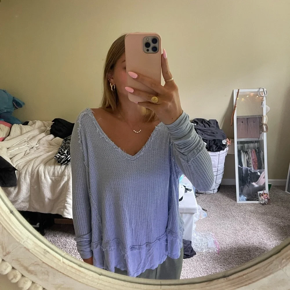 Waffle Knit Free People Top - Picture 1 of 2